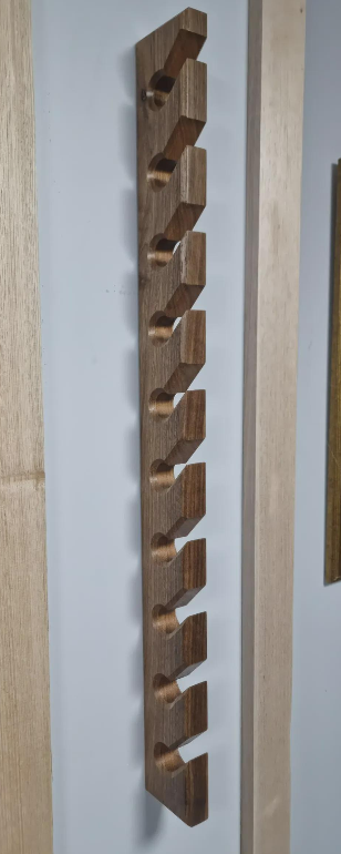 Spotted Gum Wall Mounted Cap Holder: 10 Hook Hat Rack