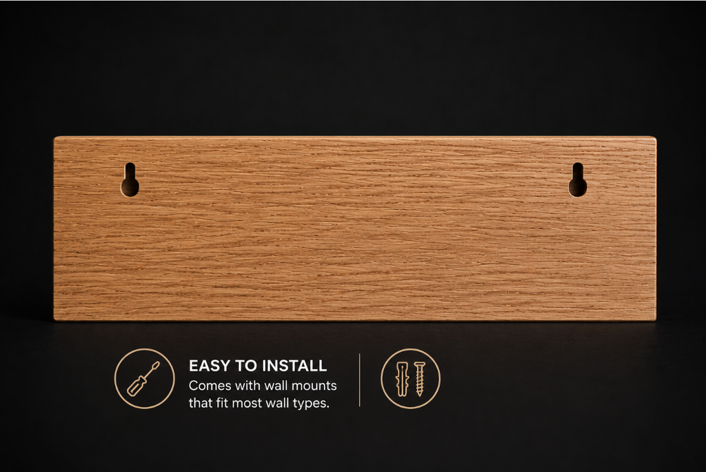 Tasmanian Oak 60cm Entryway Organizer, Mailbox Shelf with Pegs and hooks.