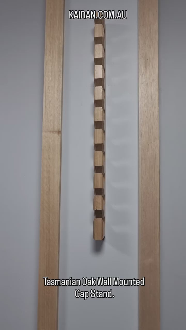Spotted Gum Wall Mounted Cap Holder: 10 Hook Hat Rack