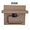 Tasmanian Oak Chrome Toilet Roll Holder with Shelf | Timber Bathroom Décor