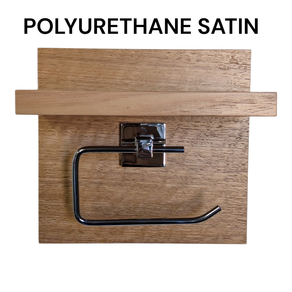 Tasmanian Oak Chrome Toilet Roll Holder with Shelf | Timber Bathroom Décor