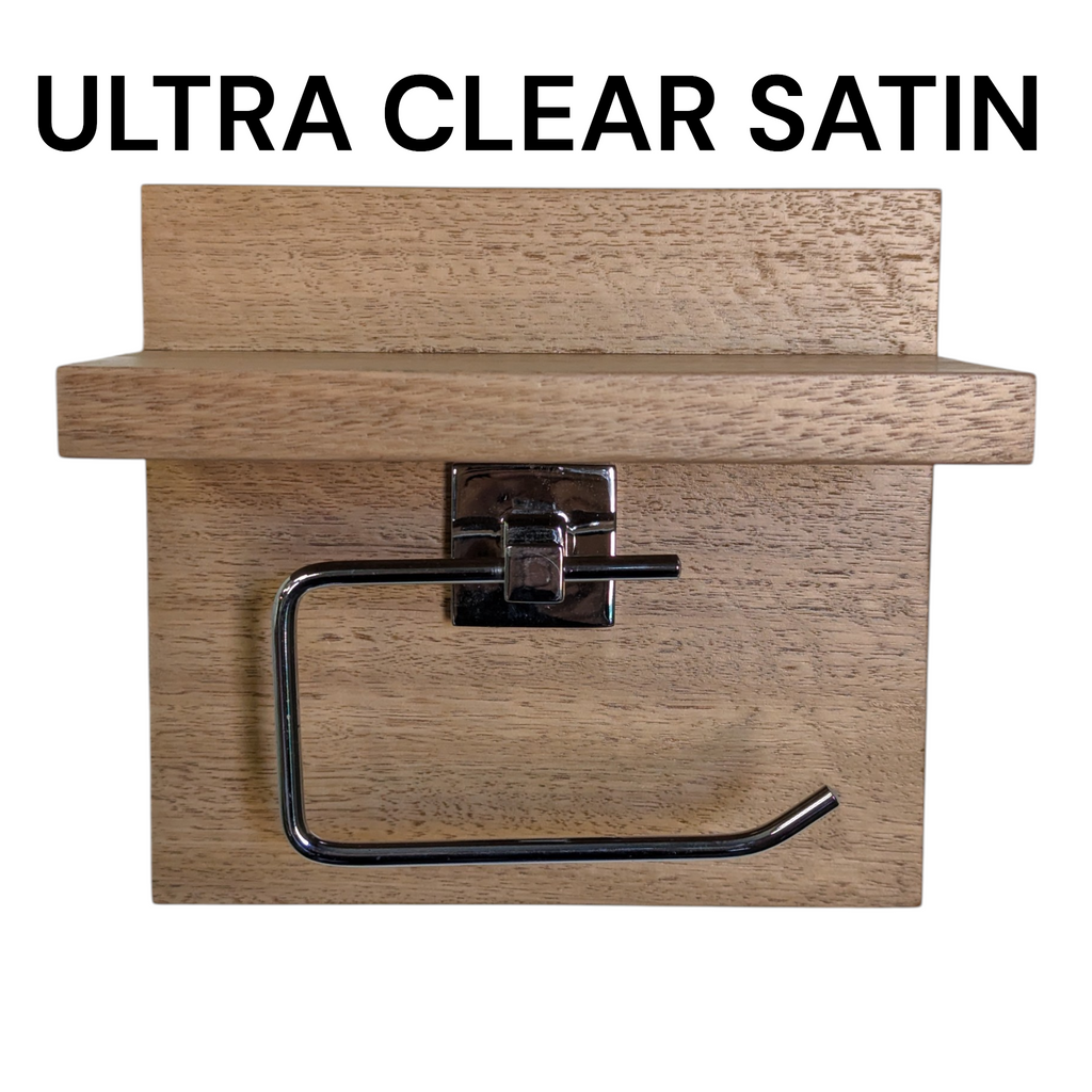 Tasmanian Oak Chrome Toilet Roll Holder with Shelf | Timber Bathroom Décor